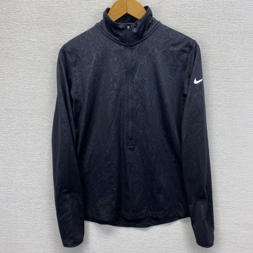 Nike Pro Womens L DriFit Pullover Half Zip Embossed Heights Top Black 695578-010 - Picture 2 of 14